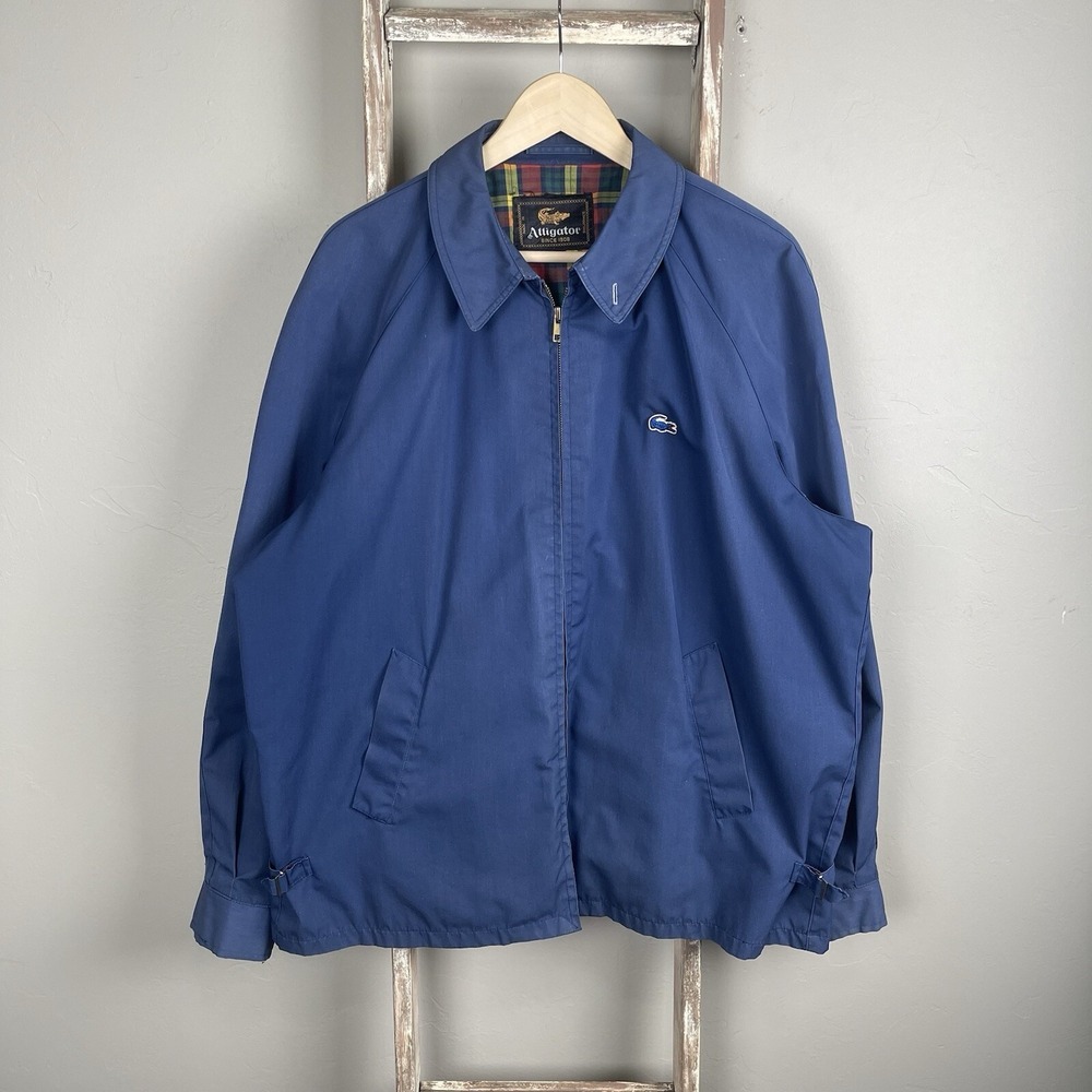 Vintage 70s/80s Alligator Blue Side Buckle Zip Jacket‎ size 46L